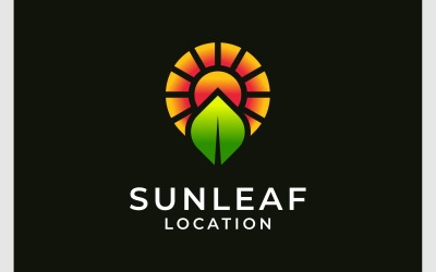 Logo della posizione della foglia del sole splendente