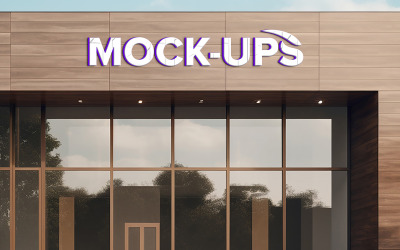 Segno di facciata moderna mockup logo frontale 3d
