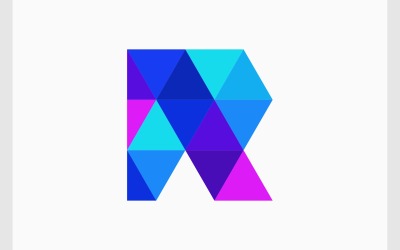 Bokstaven R mosaiktriangel modern logotyp