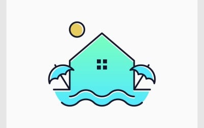Strichzeichnungen-Logo des Swimmingpool-Resorts