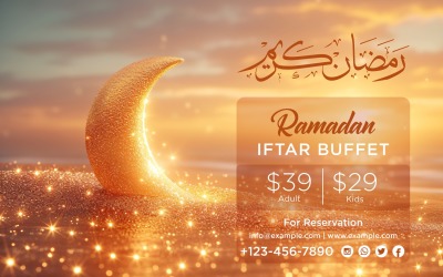 Ramadan Iftar svédasztalos szalaghirdetés tervezősablon 107