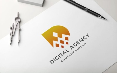Logotipo da letra D da agência digital profissional