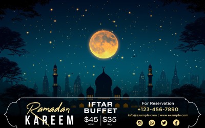 Modèle de conception de bannière de buffet Iftar du Ramadan 201