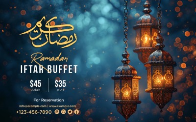 Modèle de conception de bannière de buffet Iftar du Ramadan 202