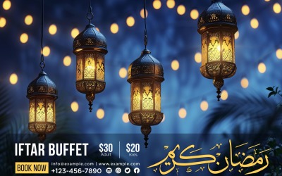 Plantilla de diseño de banner de buffet Iftar de Ramadán 178
