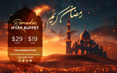 Plantilla de diseño de banner de buffet Iftar de Ramadán 203