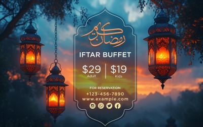 Plantilla de diseño de banner de buffet Iftar de Ramadán 206