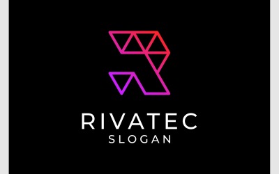 R Harfi Satır Bağlantısı Modern Logo