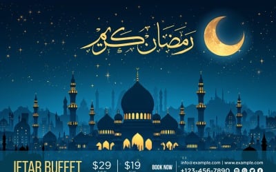 Šablona návrhu banneru ramadánu Iftar formou bufetu 213