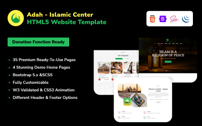 Adah - İslam Merkezi HTML5 Web Sitesi Şablonu