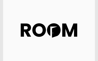 Logotipo de marca denominativa de puerta abierta de habitación