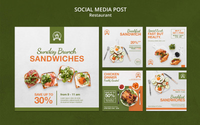 Paquetes de plantillas de publicaciones en redes sociales para restaurantes