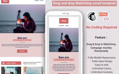 Shop — адаптивный HTML-шаблон новостной рассылки Mailchimp
