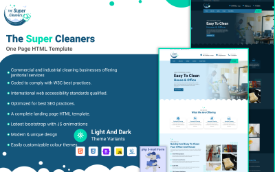 The Super Cleaners: un modello di sito Web HTML reattivo multiuso di una pagina