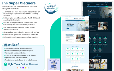 The Super Cleaners: un modello di sito Web HTML reattivo multiuso di una pagina