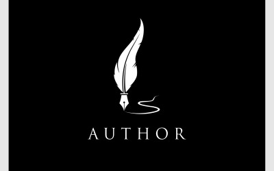 Författare Feather Quill Pen Logotyp