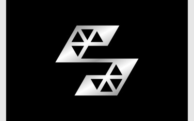 Lettre S Wireframe Acier Argent Logo