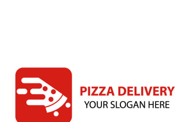 Logotipo de entrega de pizza. Servicio de mensajería creativa.
