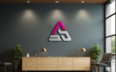 Office or hotel reception logo mockup Desk logo mockup