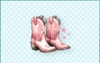 Coquette Cowgirl Boots PNG, Pink Ribbon Tee Design, Western Ästhetische Clipart, Trendy Y2K Grafik