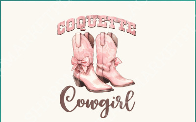 Coquette Cowgirl PNG, футболка з рожевою стрічкою, естетична дитяча футболка, чоботи-ковбойки з бантами, модний вестерн