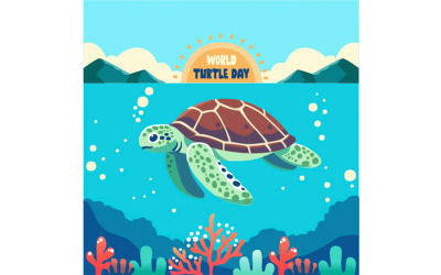 Dünya Kaplumbağa Günü Arkaplan İllüstrasyonu