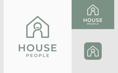 Logo domu, domu, uśmiechu ludzi
