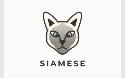 Siamese Cat Cartoon Illustration Logo