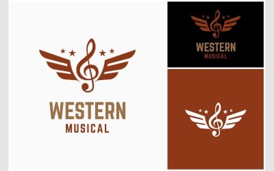 Western-Musical-Flügel-Emblem-Logo