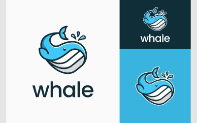 Whale Fish Cartoon Illustration Logotyp