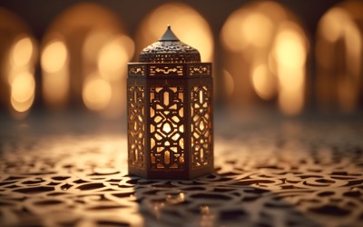 Eid al Adha Mubarak islamisches Fest und Laterne 01
