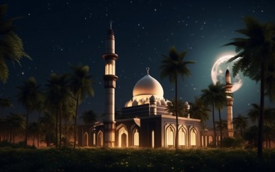 Eid ul adha-design med moské och palmträd 11