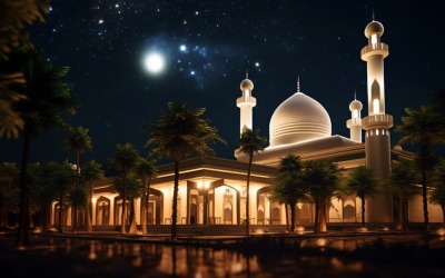 Eid ul Adha-Design mit Moschee und Palme 02