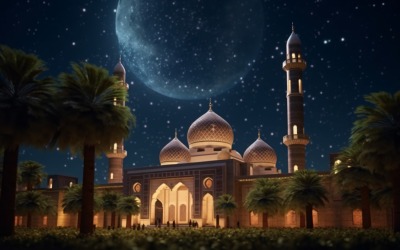 Eid ul Adha-Design mit Moschee und Palme 12