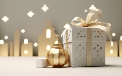 Eid ul adha Islamic background, gift box, lantern 01