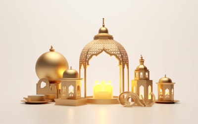 Eid ul adha Islamic background, gold close up lantern 10