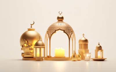 Eid ul adha Islamic background, gold close up lantern 23