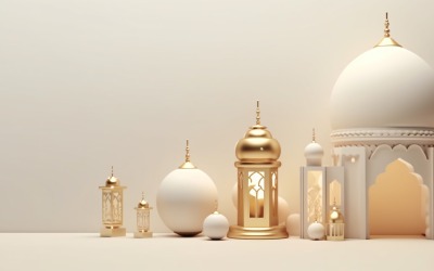 Eid ul adha islamisk bakgrund, guld närbild lykta 13