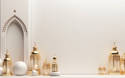Eid ul adha islamisk bakgrund, guld närbild lykta 20