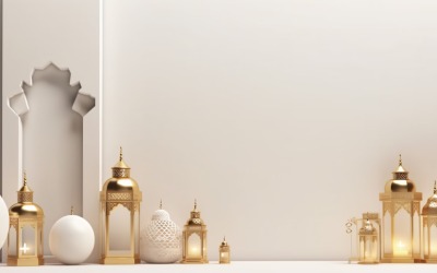 Eid ul adha islamisk bakgrund, guld närbild lykta 27
