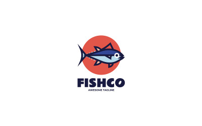 Fisch Einfaches Maskottchen-Logo Stil 1