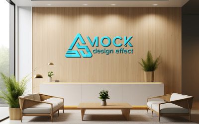 3d realistic logo mockup on wooden wall psd