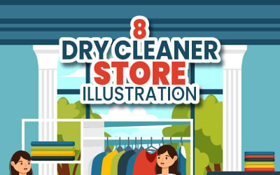 8 Dry Cleaner Store Illustration