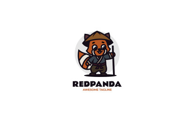 Kreslené logo maskota pandy červené 6