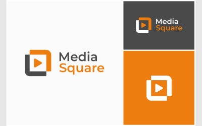Logo de la boîte carrée du bouton de lecture multimédia