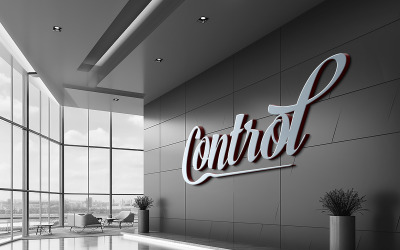 Office black wall 3d logo mockup psd