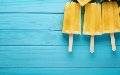 Ananas på ljusblå träbakgrund 009