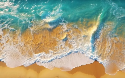 As ondas da cena da praia surfam com a ilha marítima do oceano azul aérea 028