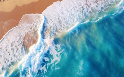 Beach scene waves surf with blue ocean sea island Aereal 015