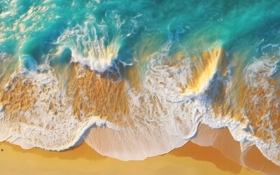 Beach scene waves surf with blue ocean sea island Aereal 017